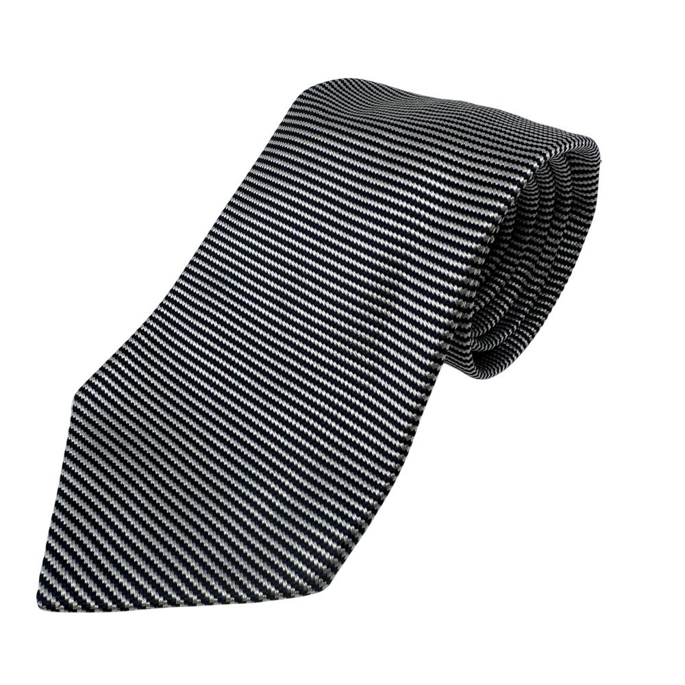 Brooks Brothers Makers Navy Blue White Striped Silk Tie Hand Finished USA Italy